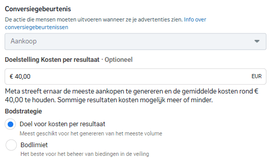Meta Ads - Optimalisatiedoelstelling